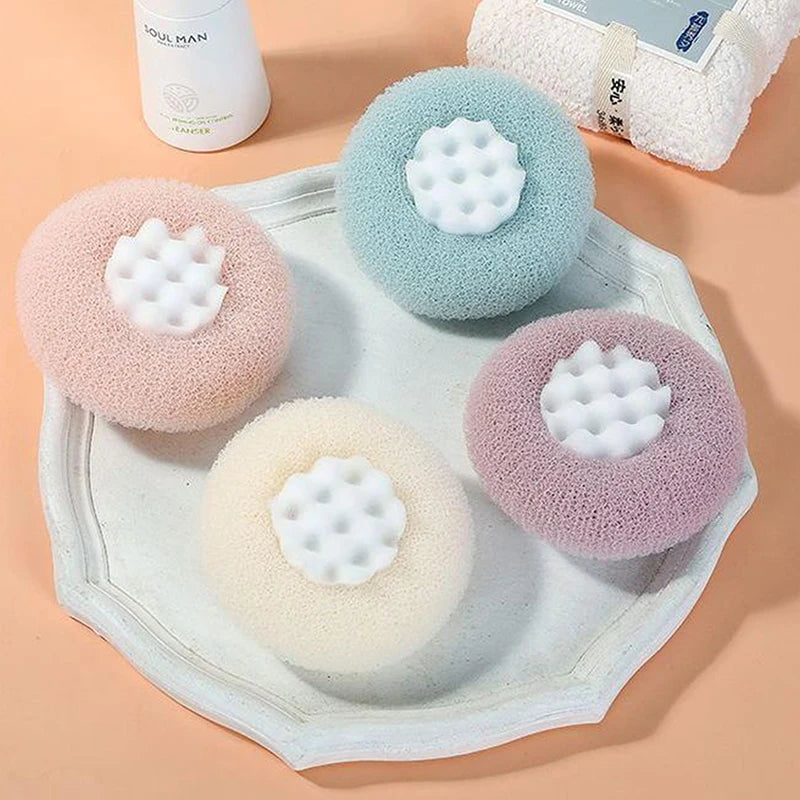 Bath Ball round Sunflower Shape Shower Ball with Suction Cup and Handle Exfoliation Shower Sponge Bathroom Accessories