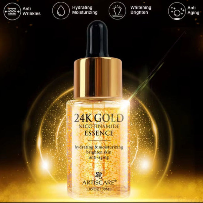 24K Gold Skincare Set: Face Cream, Moisturizing Serum, and Dark Circles Essence - Premium Korean Skincare Products